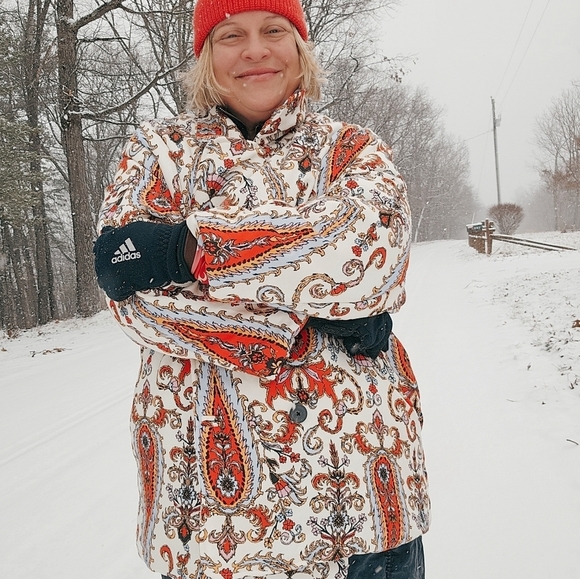 Mara Hoffman Levine puffer coat XL paisley oversized blazer - Picture 7 of 8